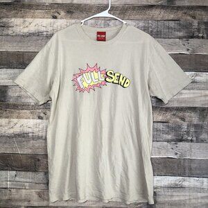 Full Send Comic Tee Graphic Logo Tan Cream Crew Neck T Shirt Mens XL